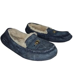 Ugg Australia Slippers Suede Women's Size 8 Sheepskin Blue Gems Uggs House Shoe